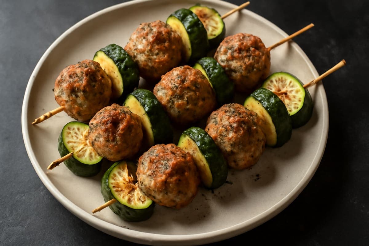 Turkey Meatball & Zucchini Skewers